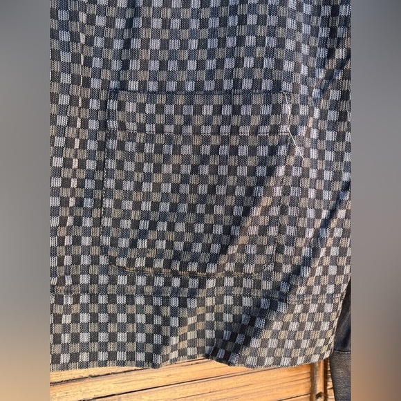 NAT NAST Charcoal SHIRT JAC +Checkerboard Vest w/Pockets 100% Silk M - Picture 3 of 7